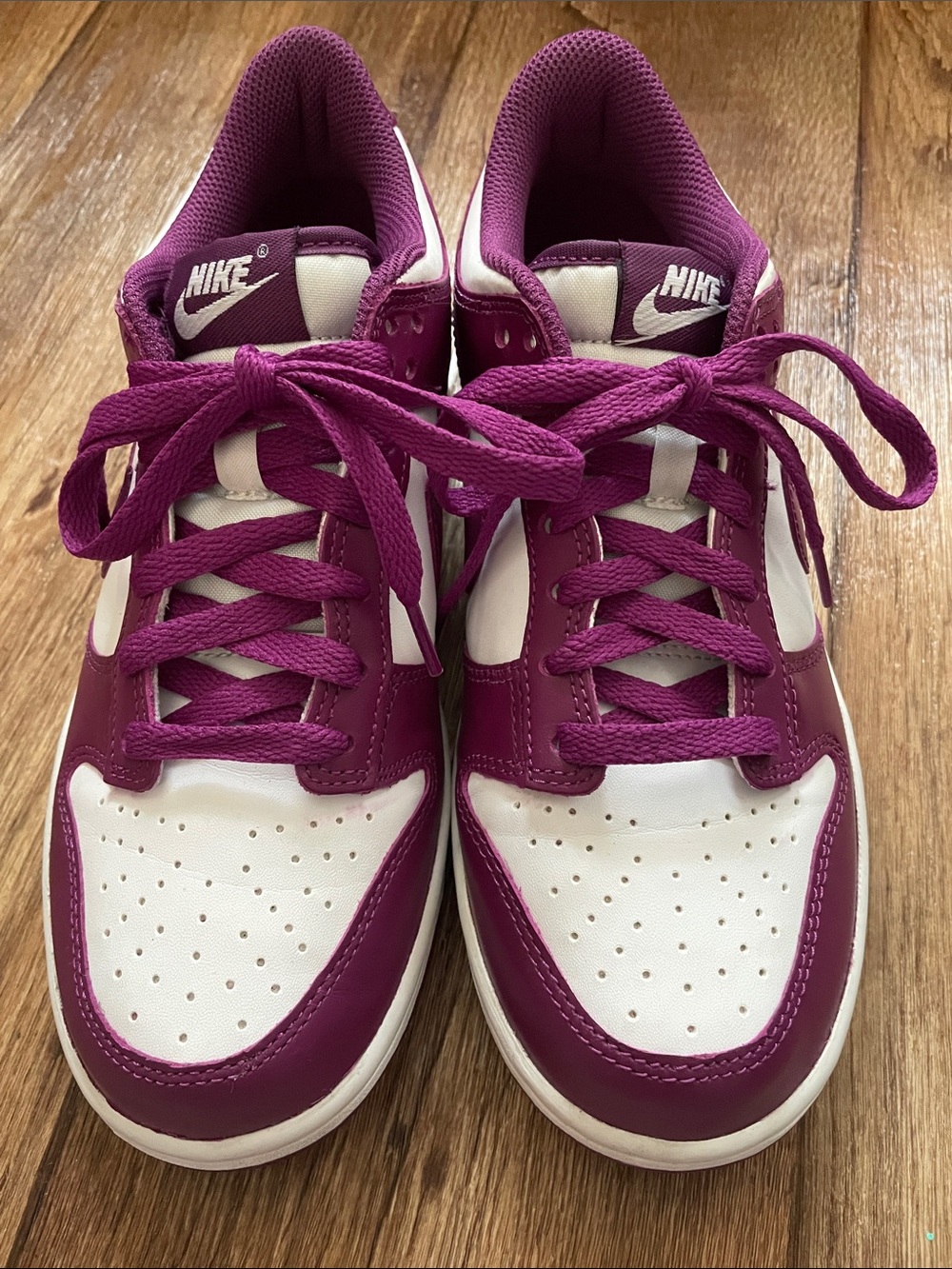 Nike Dunk Low White/Viotech Shoe Girl Size 7Y